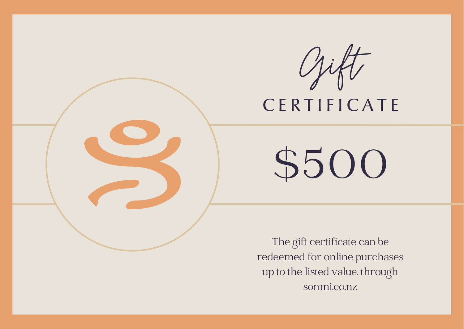Somni Gift Card for use on Weighted Blanket, Sleep Mask or Adjustable Pillow $500