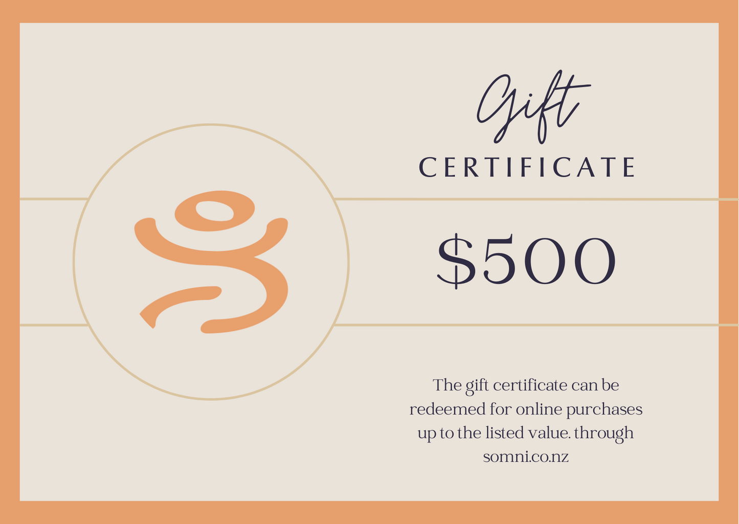 Somni Gift Card for use on Weighted Blanket, Sleep Mask or Adjustable Pillow $500