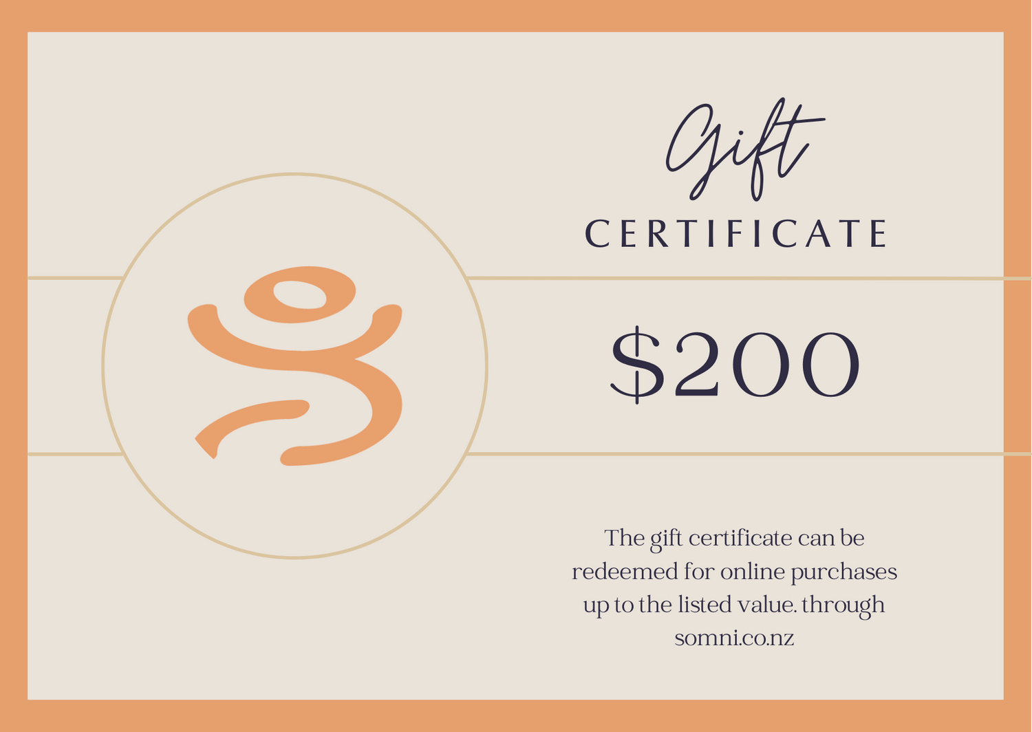 Somni Gift Card for use on Weighted Blanket, Sleep Mask or Adjustable Pillow $200