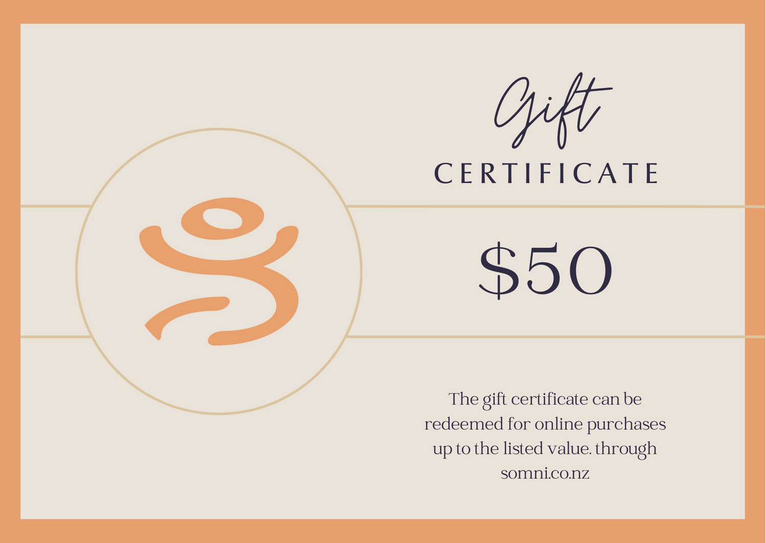Somni Gift Card for use on Weighted Blanket, Sleep Mask or Adjustable Pillow $50